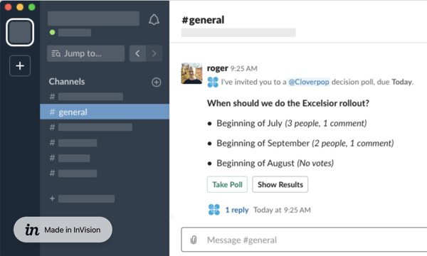 Cloverpop Decision Poll Slack InVision Prototype